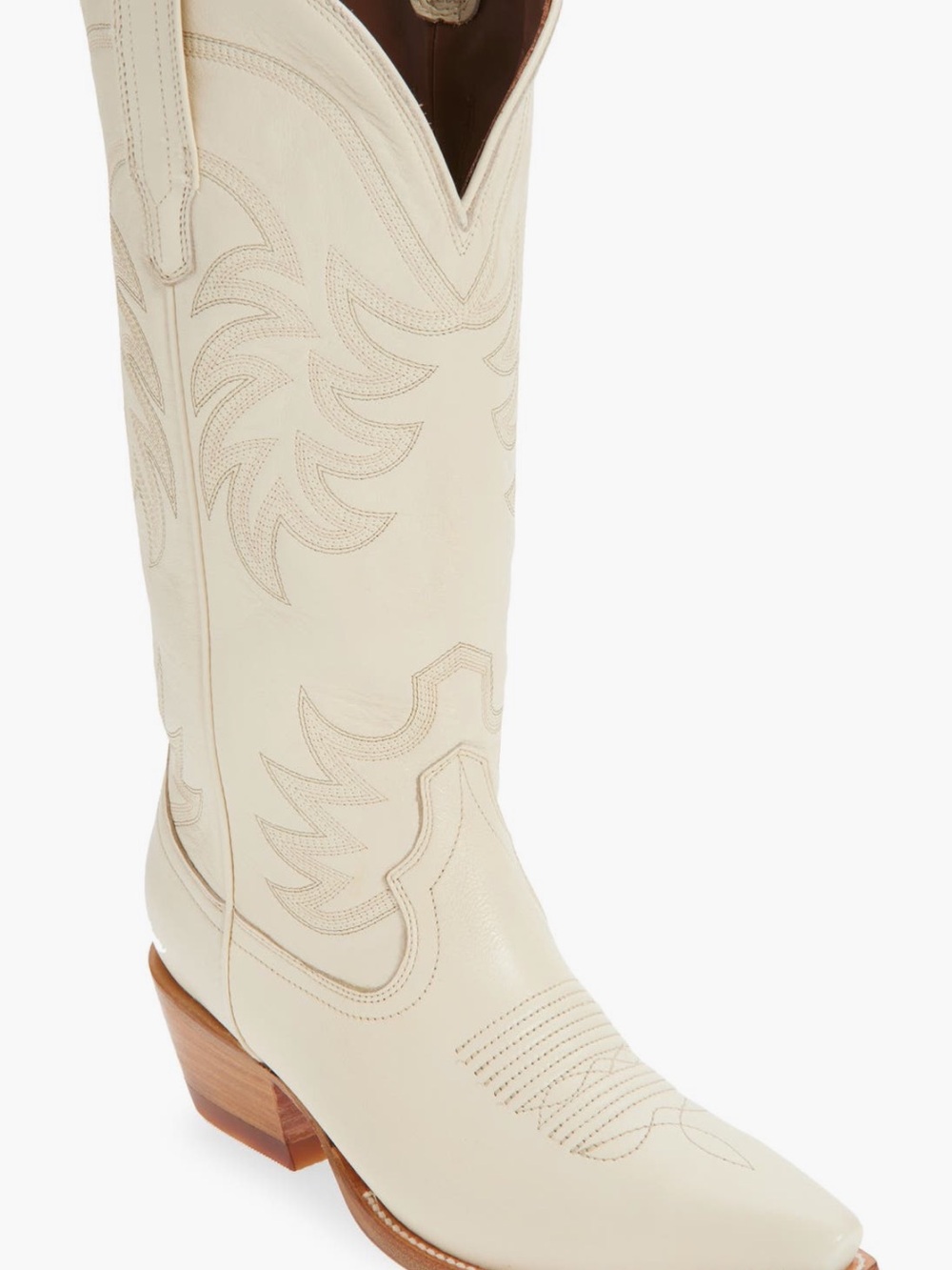 Tecovas Cream Leather Western Knee-High Boots